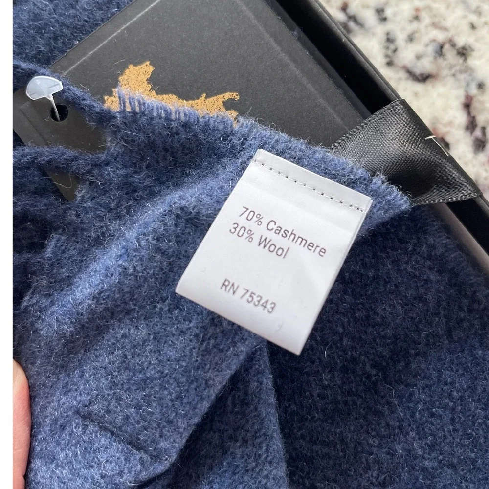 Tessilechiti 1967 Navy Blue Scarf Made in Italy Luxury Yarn Wool Cashmere Blend‎